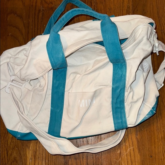 White teal Blue mini cooper small duffle travel bag tote - Picture 2 of 5